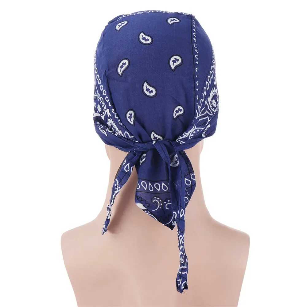 Durag Du-Rag Headwear Head Wrap Skull Cap Doo Do Rag Bandana Headwear Beanie Hat Women Men Print Headscarf Cycling Pirate Caps M250623