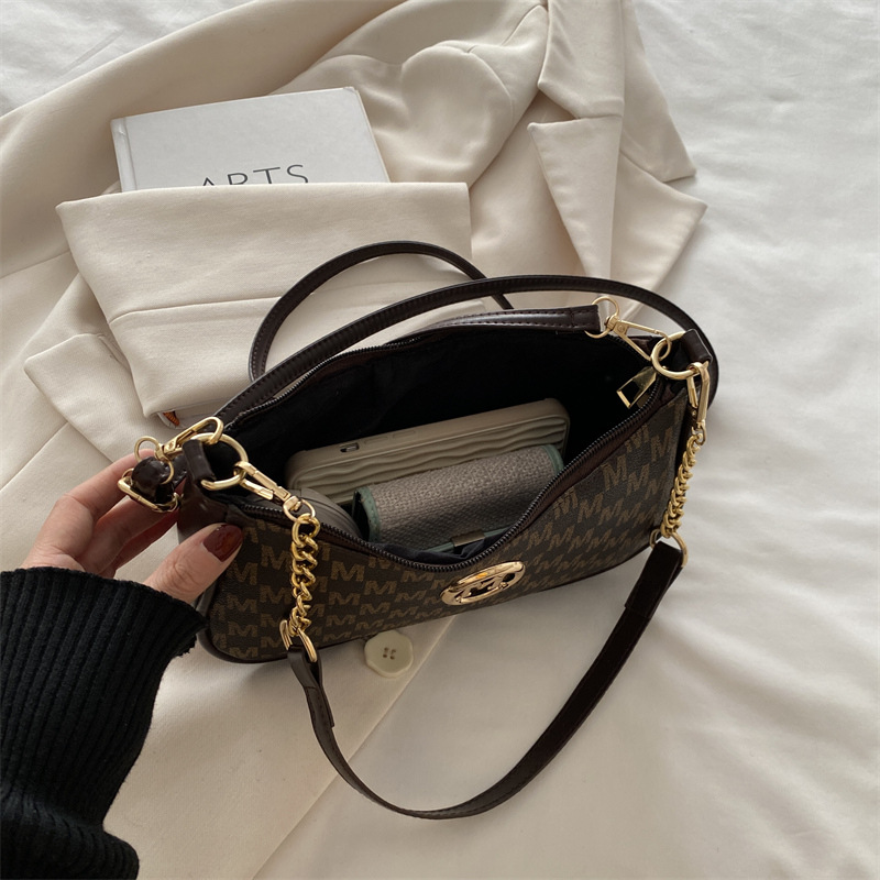 Designer Bag 2025 French Retro Underarm Bag For Women, Letter Print Crossbody Mini Square Bag with Chain Accents & Top Handle Free Shipping