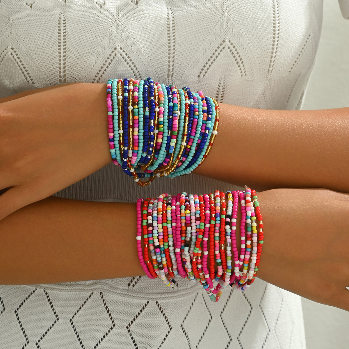 Style Women's Long Necklace Set Personality Beaded Small Design Bracelet Jewelry