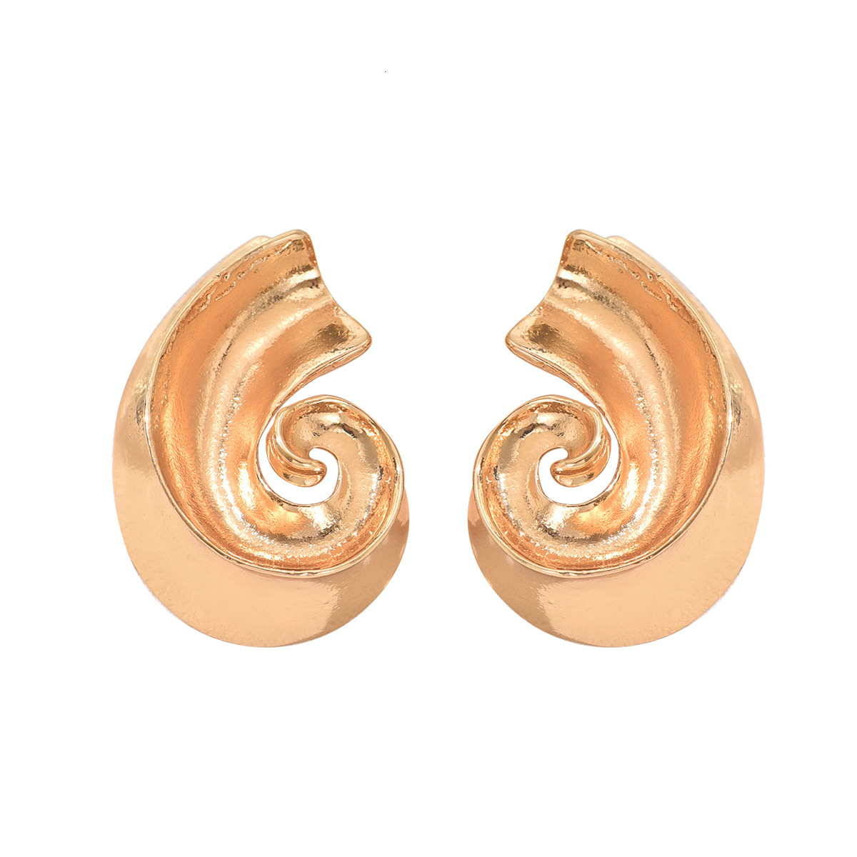 Summer New Women's Spiral Conch Metal Design Sense Stud Earrings Jewelry