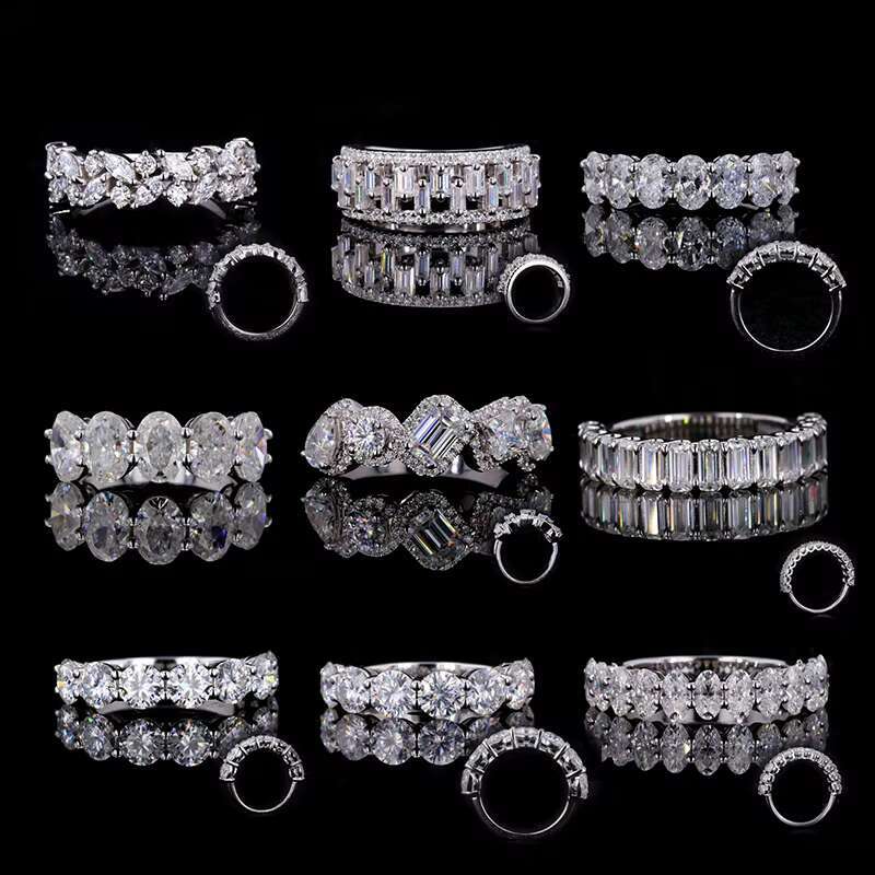 Starsgem Wholesale Custom Moissanite Gold Ring Mens Moissanite Ring Half Row Moissanite Diamond Ring