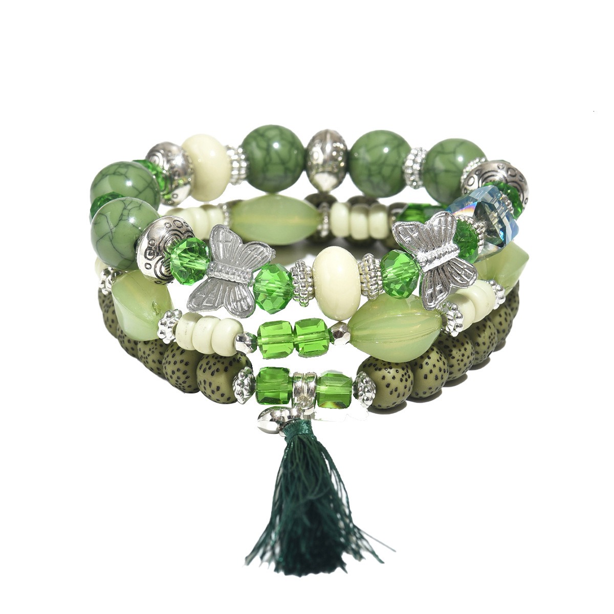 Sweet Fresh Style Women's Beaded Three-Piece Set With Unique Bowknot Design High-End Bracelet