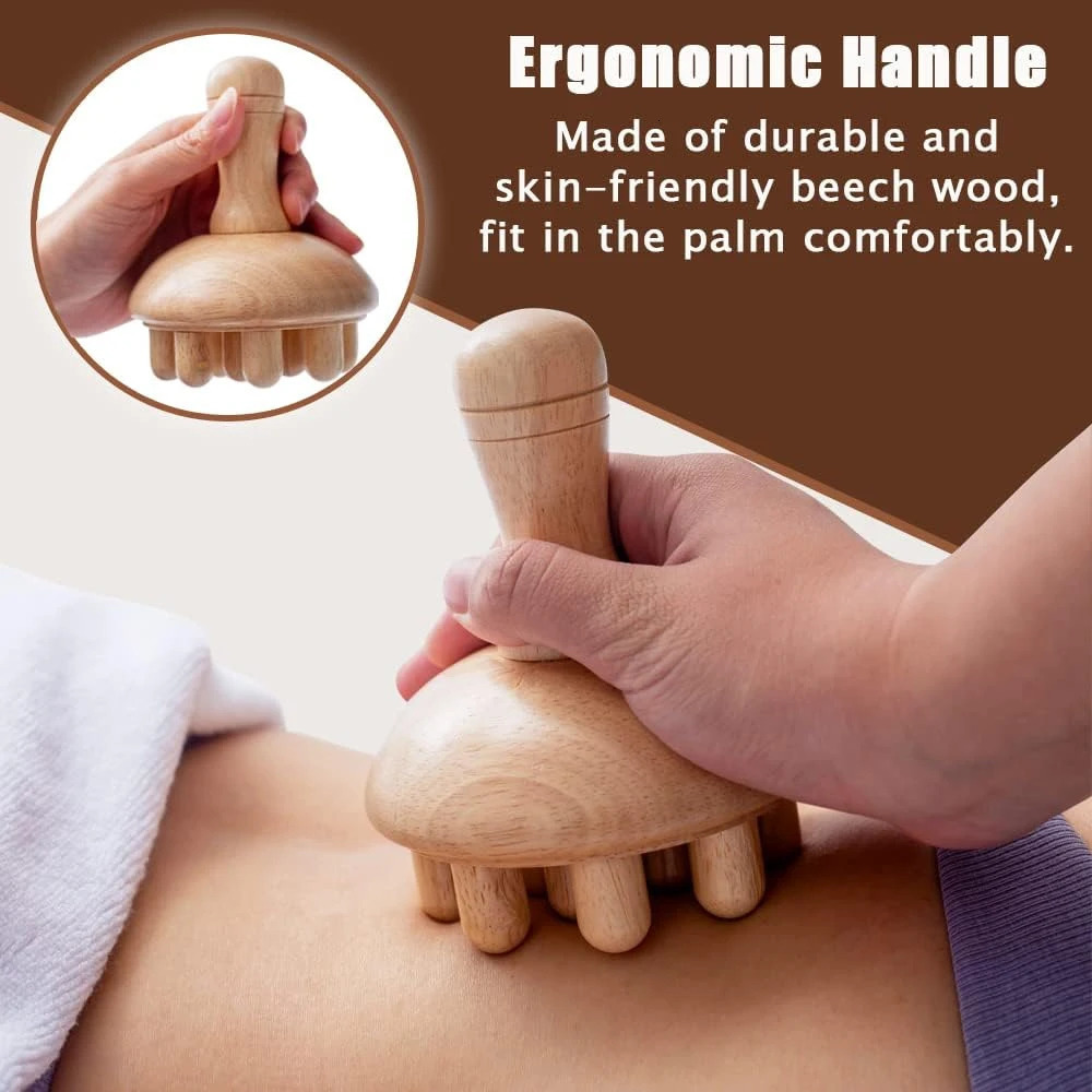 Wooden Mushroom Shape MassageManual Wood Therapy Massage ToolAnti CelluliteMaderoterapiaLymphatic Drainagefor Full Body Use 250619