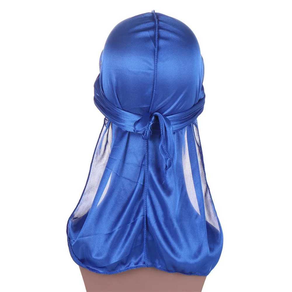 Men Silky Durags Bandana Turban Hat Wigs Doo Unisex Satin Durag Biker Bonnet Headwear Headband Hair Accessories Long Tail Du-Rag M250623