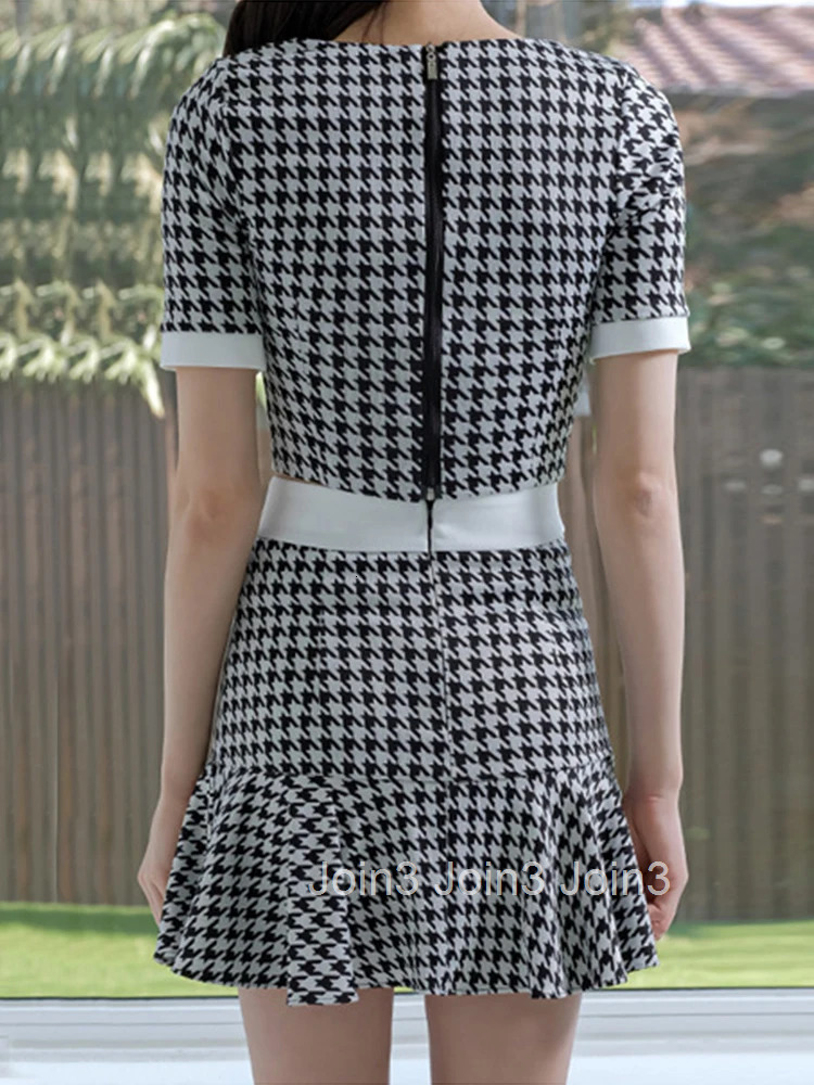 New Summer Sexy 2 Pieces Outfits Elegant Women Mujer Chic Vintage Short Cropped Tops Shirt Blouse High Waist Mini Skirt Slim Set