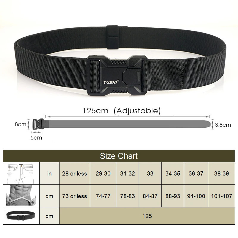VATLTY Tactical Outdoor Belt for Men and Women Aluminum Alloy Buckle Quick Release Elastic Belt Casual Belt Jeans Waistband 250618