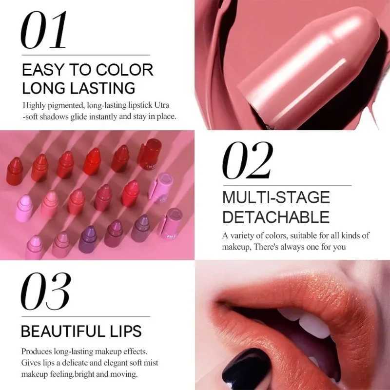 5 Colors in 1 Lipstick Crayon Set Matte Lipstick Pencil Kit Combo Velvet Red Lip Tint Non-stick Cup Multicolor Lipstick MakeupXJ250623