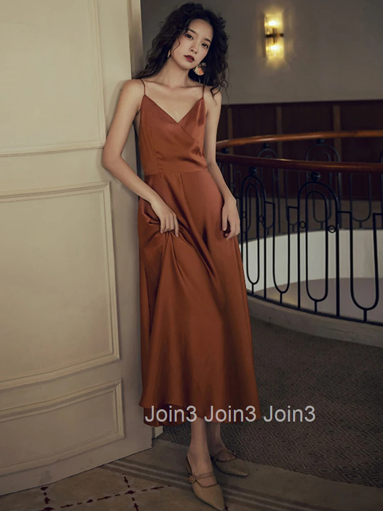 New Fashion Summer Women Elegant Long Dress Chic Satin Sexy Strap Backless Dresses A-line Party Prom Beach Robe Femme Vestidos