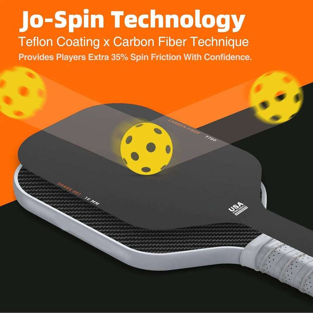 Paddles Set T700 Carbon Fiber 16mm Shark Power Polymer Core The Pickleball Rackets Designed Ultimate Spin Consistency