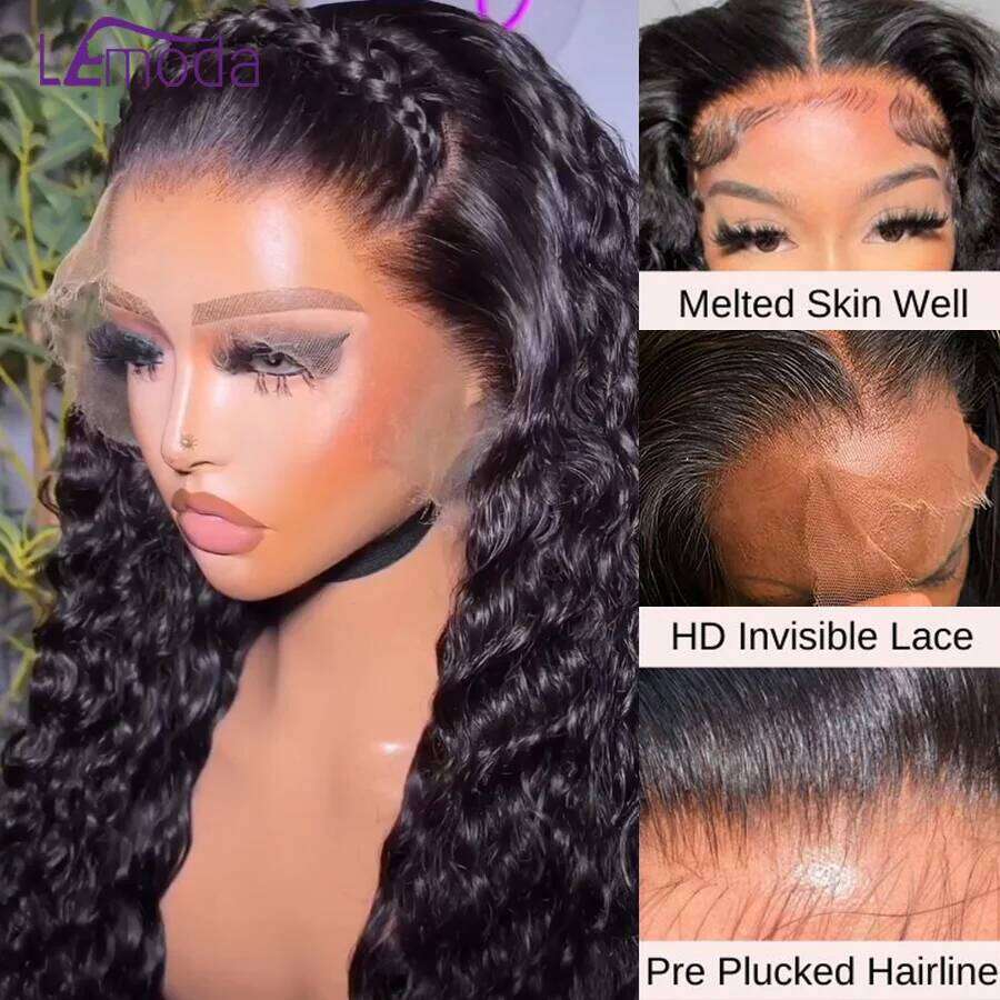 Lemoda HD Transparent 13x4 Front Human Water Wave 13x6 Lace Full Frontal Wig Virgin Hair Pre Plucked Brazilian 12A