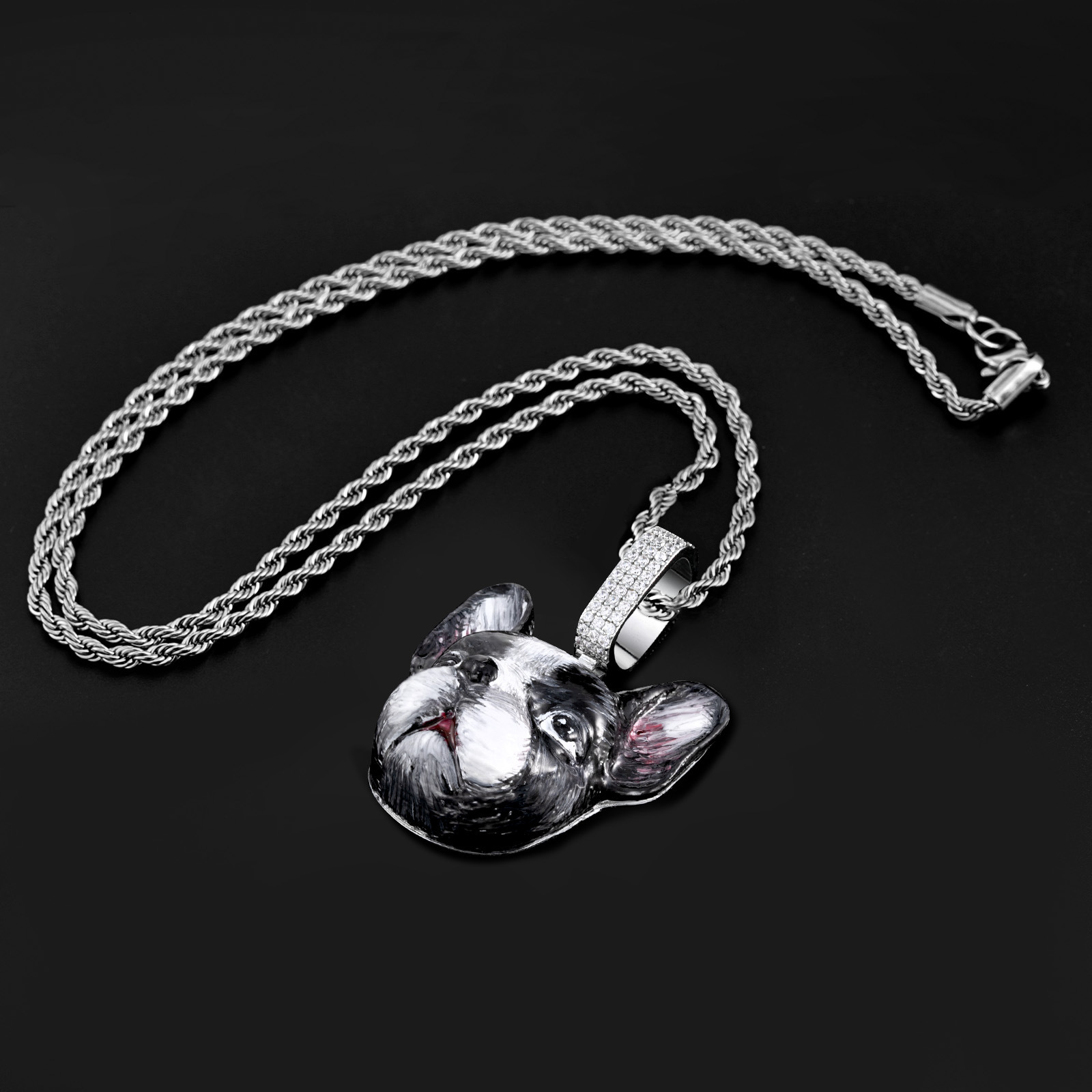 Luxury Hip Hop Sphynx Cat Pendant Niche Design Cute Kitty Personalized Statement Choker Necklace Pass the diamond tester