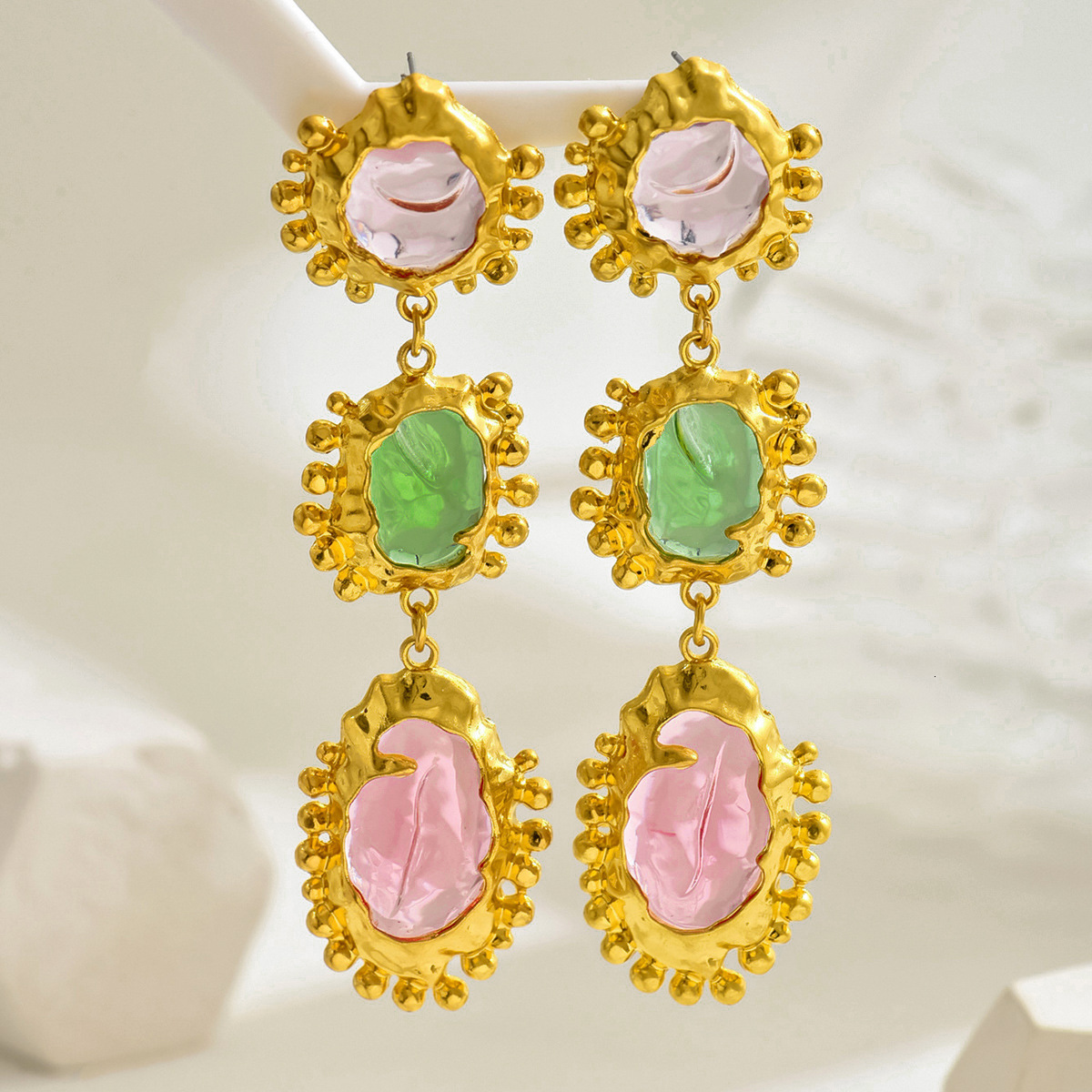 Trendy Fashion Earrings Inlaid with Crystals for Women, Unique Exaggerated Multi-layered Studs, Ear Jewelry