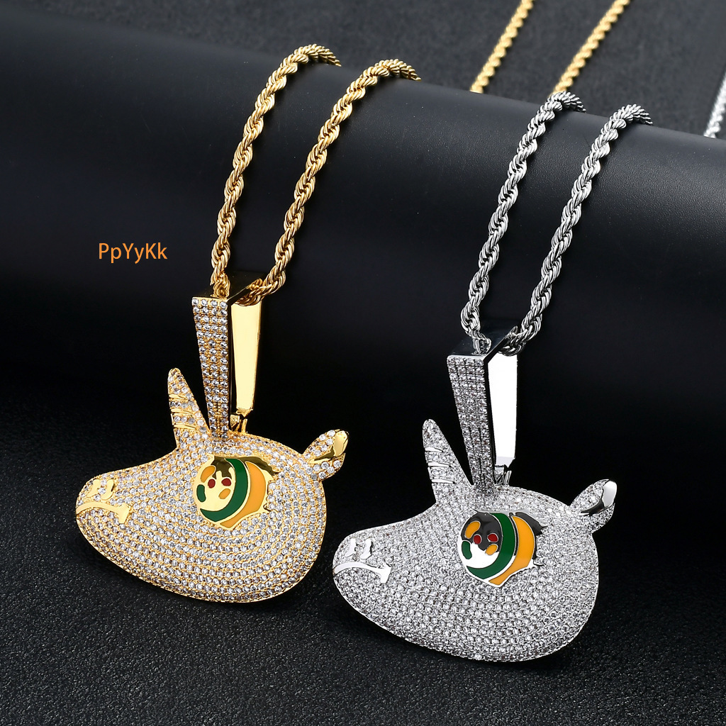 Luxury Moissanite Jewelry Hip Hop Cute Colorful Big Eye Unicorn Pendant Iced Out Solid Necklace Full Diamond Pass the diamond tester