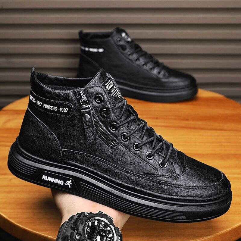Autumn New Breathable new High-Top Chef Men's Leather Versatile Waterproof Non-Slip Work Casual Shoes