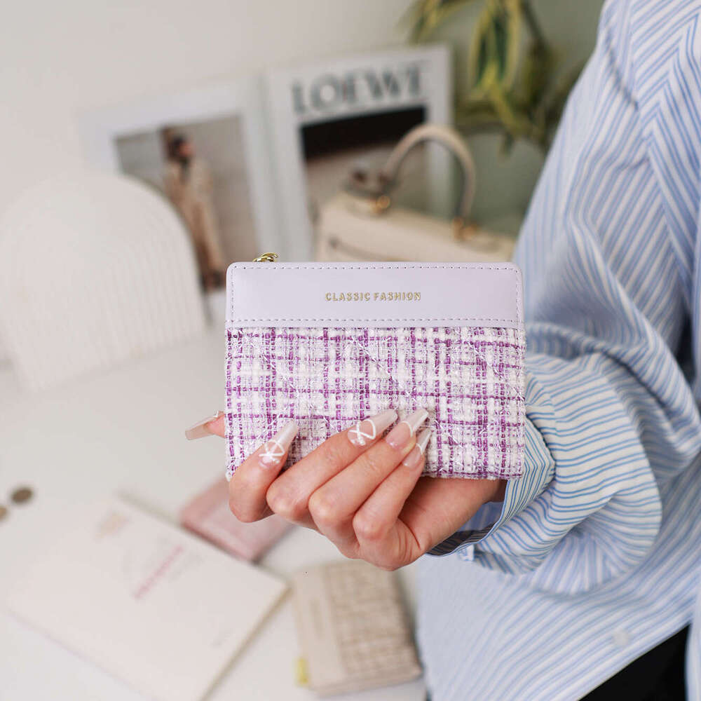 Hot Selling Small Luxury High-End Short Women's Wallet Tweed Student Handheld Coin Purse