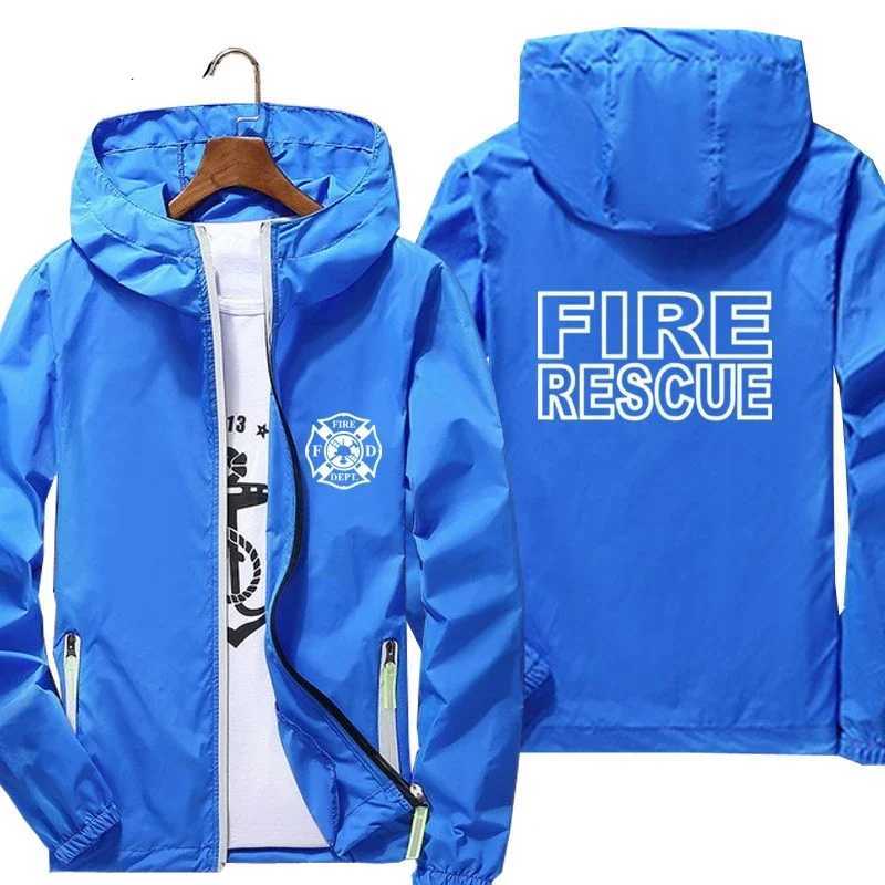 Fire Rescue Fireman Hooded Men Streetwear Jacket Reflective Sunscreen Pilot Windbreaker Skin Coat Fashion Oversized Clothing W250623