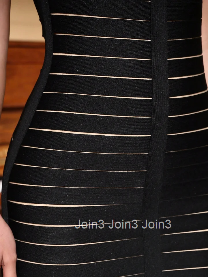 Womens Black Bandage Dress Backless Thin Straps Crisscross Design Fringe Hem High Slit Evening Gown Formal Party Wear