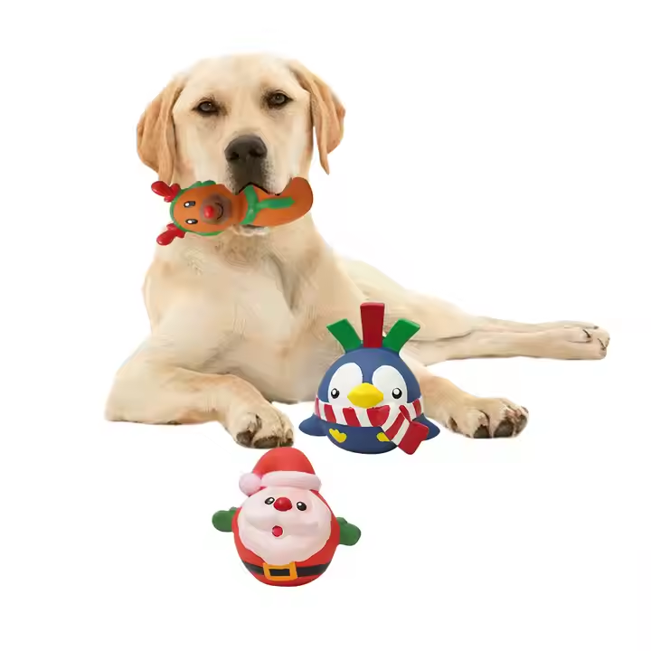 Christmas Squeaky Dog Chew Toys Interactive Latex Soft Dog Toy Manufacturer Wholesale 2pcs/Pack