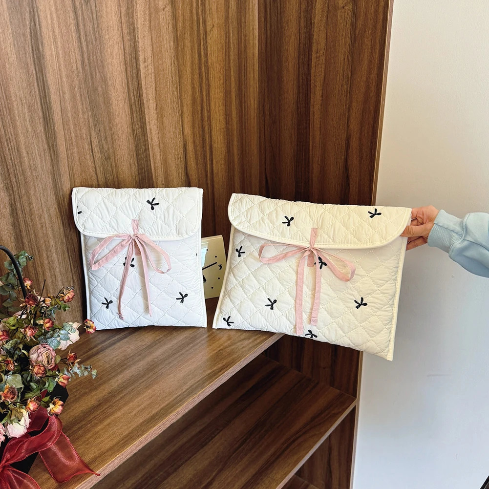 Bow Carrying Laptop Bag Women Girls Y2K Laptop Sleeve Case Bag Kawaii Pad Computer Protect Case Pouch for 11/13/15 Inch Notebook 250617