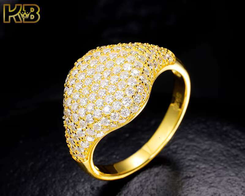 925 Sterling Silver Moissanite Diamond Ring Iced Out Hip Hop Style for Men Heavy Duty Big Face Bling Jewelry