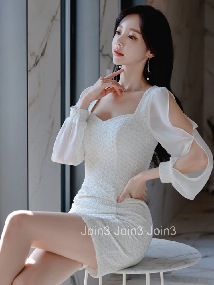 Fashion Women Vintage Sexy Sweetheart Neck Mini Party Club Dress Elegant Temperament Sexy Coffee Break Hollow White Female Dress