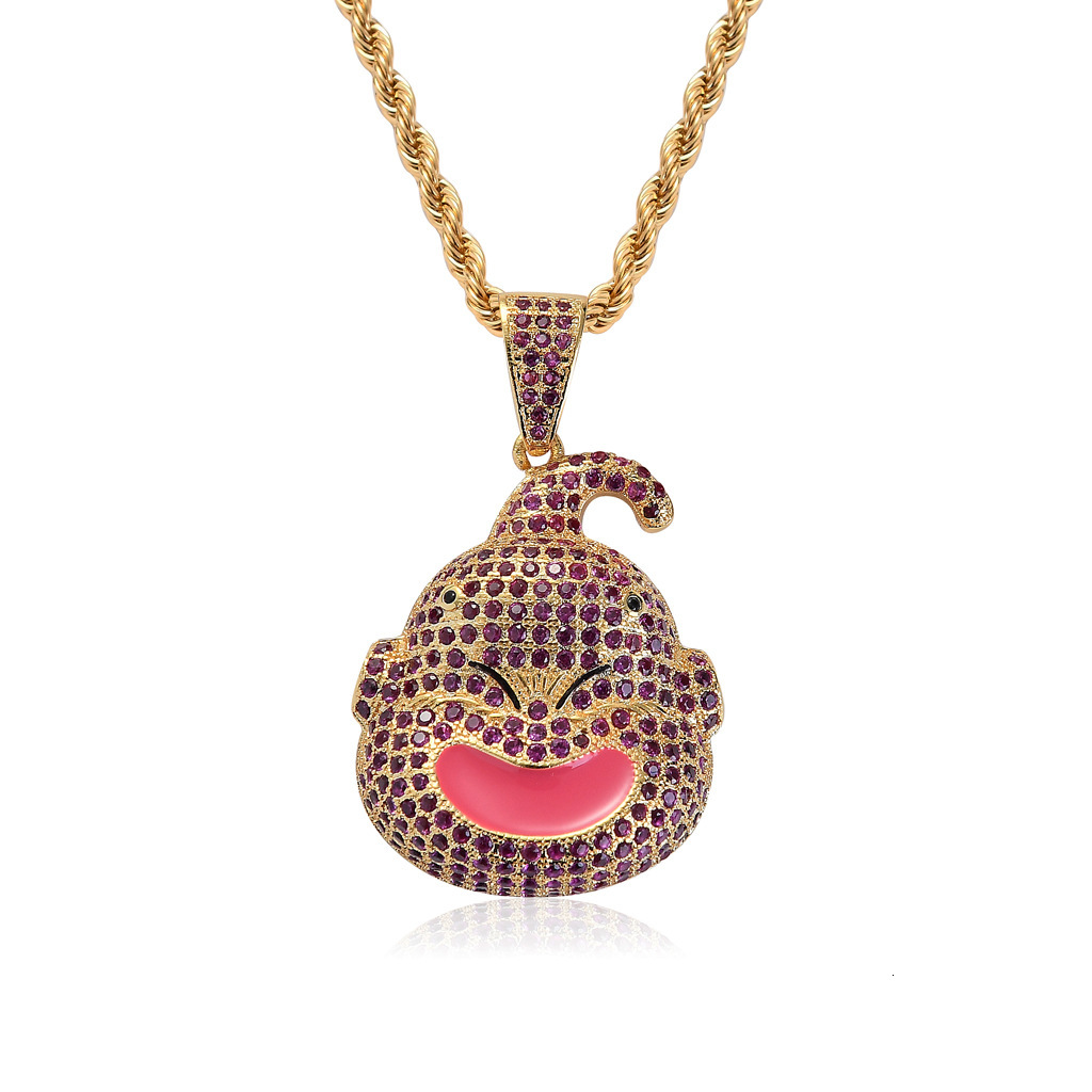 Luxury Moissanite Jewelry Fat Buu Main Character Head Pendant Trendy Brand Full Diamond Colorful Pendant Hip Hop Accessory Pass the diamond tester
