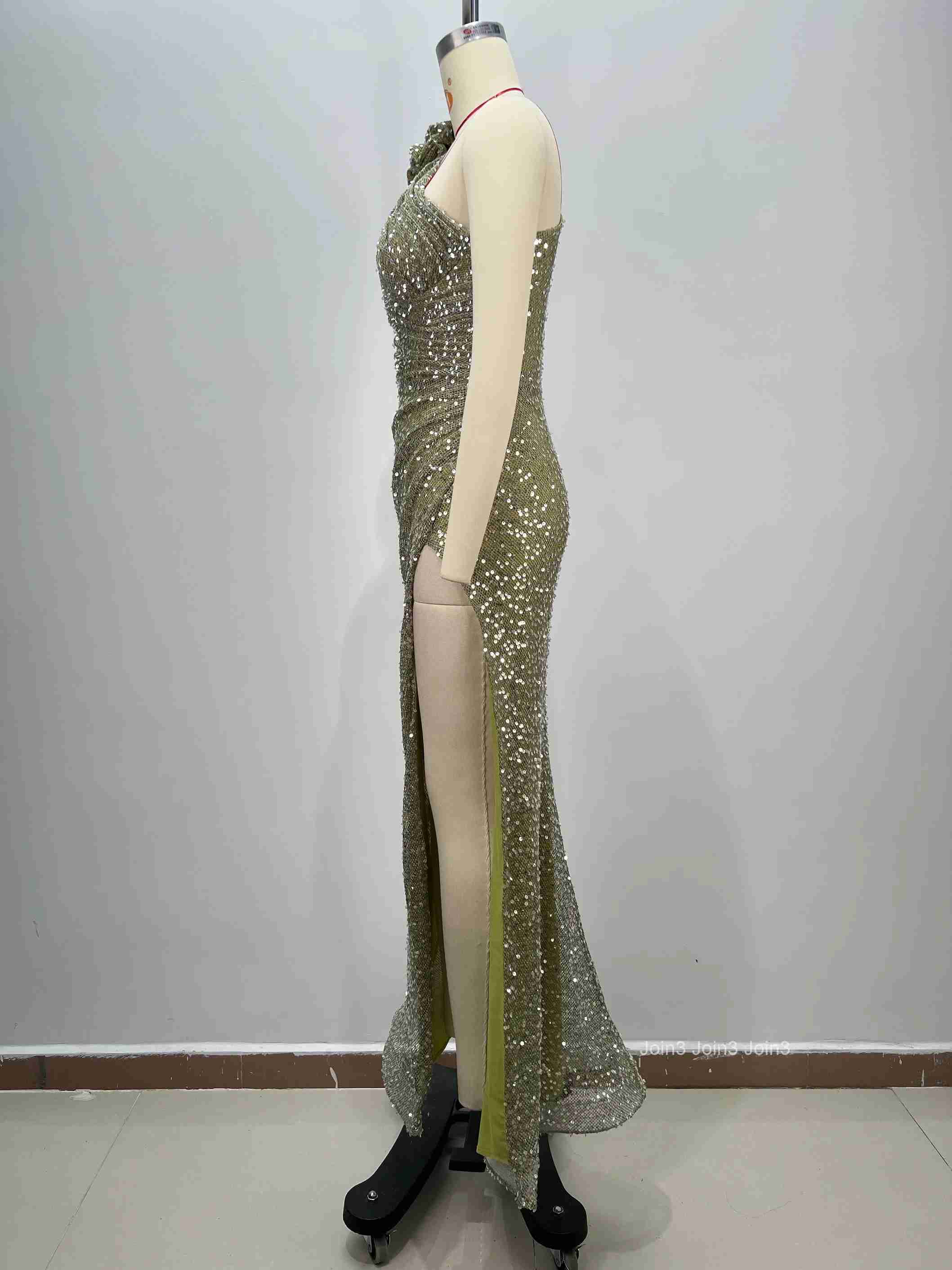 New Womens Spaghetti Strap Sequin Luxury Strapless Backless Evening Gown Floor-Length Dress