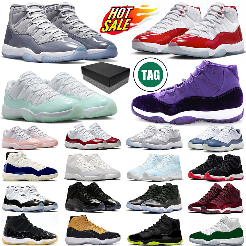 With Box 11 11s Mens Basketball Shoes Grand Finale Cherry Cool Grey Bred UNC Space Jam Blue Pink Igloo Men Women Trainers Outdoor Sports Sneakers size 5.5-13