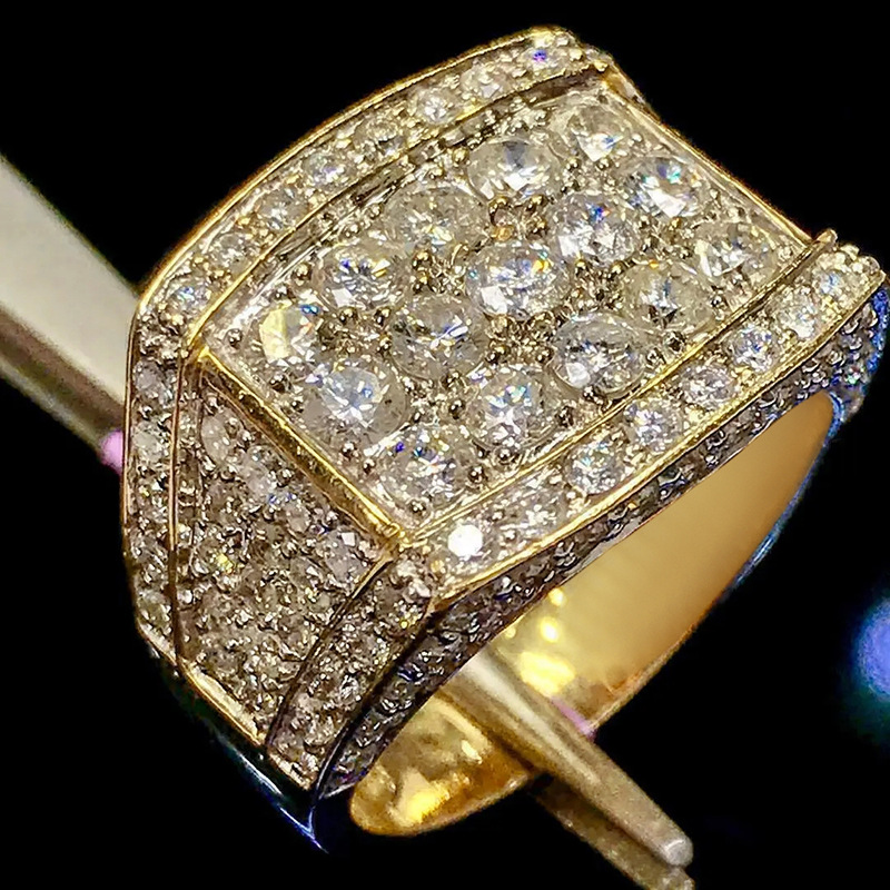 Choucong Handmade Geometric Exaggeration Punk Stunning Luxury Jewelry 18K Gold Fill Full Round 5A Zircon CZ Diamond Party Women Square Wedding Band Ri