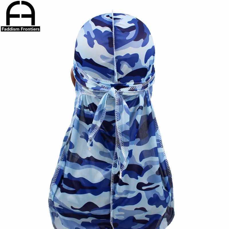 Fashion Camo Mens Silky Durags Turban Print Men Silk Durag Headwear Bandanas Headband Hair Accessories Pirate Hat Waves Rags M250623