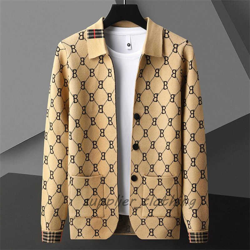 Luxury Men's Sweaters High End Designer Color Contrast Pattern Printing Cardigan Men Sweter Korean Coat Designer Fall Fashion Knit Jacket Sweater Q6DF