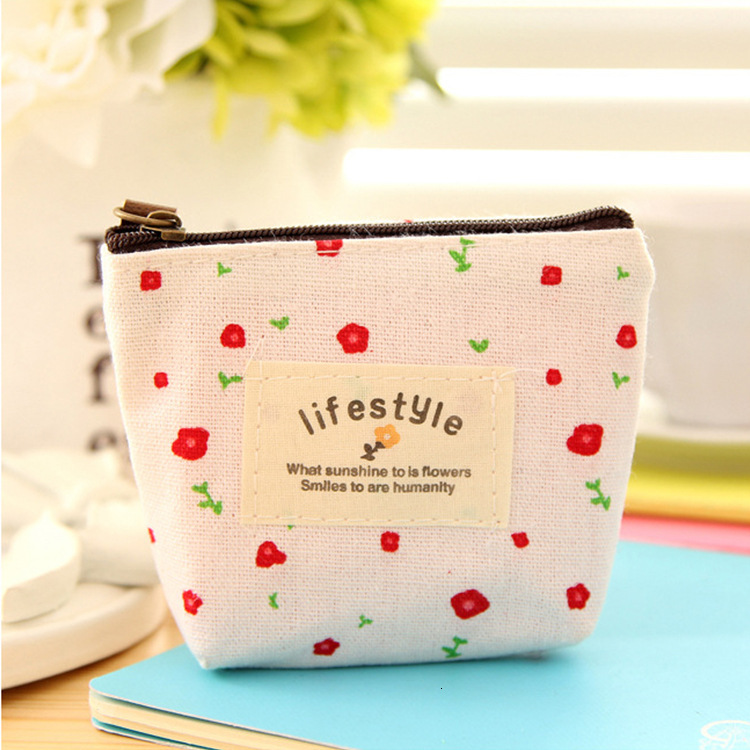 Free Shipping 2025 New Designer Bag Japanese And Korean Style Fresh Floral Coin Purse Pastoral Mini Cartoon Canvas Bag Portable Key Holder Coin Bag