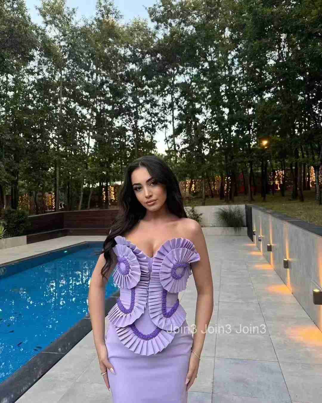 Purple Bandage Dress For Women Chic Patchwork Design Fashion Embroidered Flare Backless Strapless Long Dress Casual Clothing