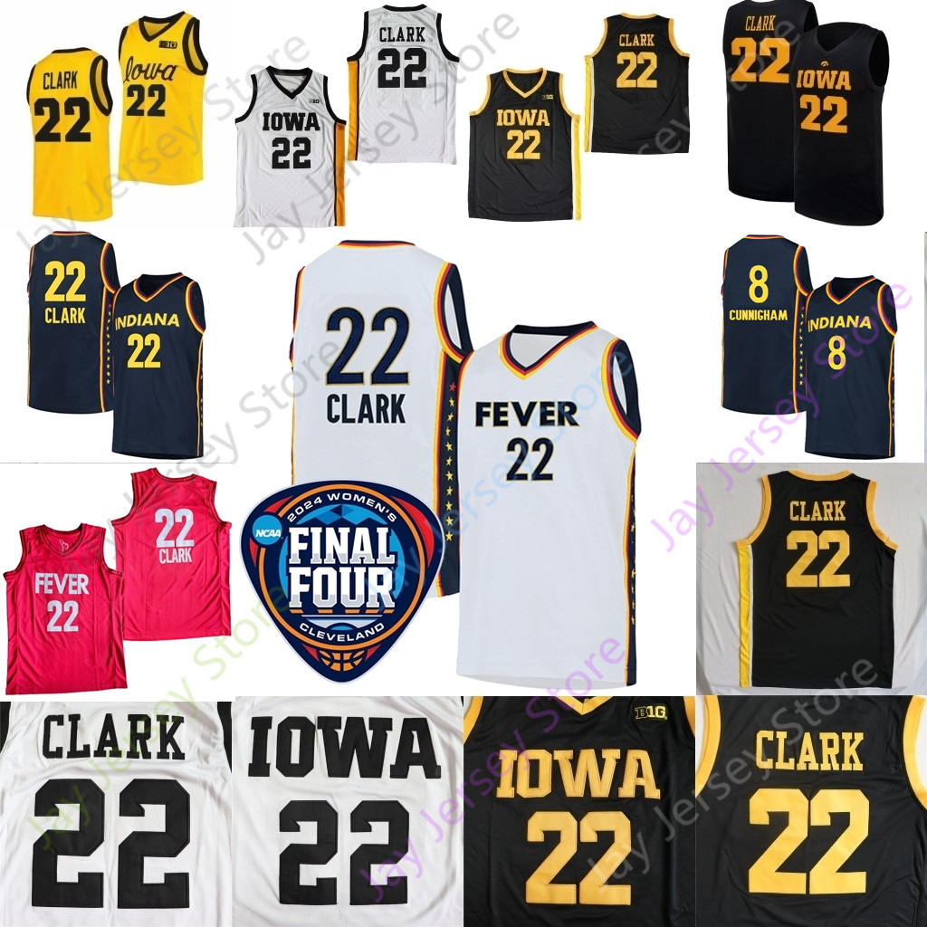 2024 Final Four Jerseys Indiana Caitlin Clark 4 Women Sophie Cunningham College Basketball Iowa Hawkeyes 22 Jersey Red Black Yellow White Navy Men Youth All Stitched