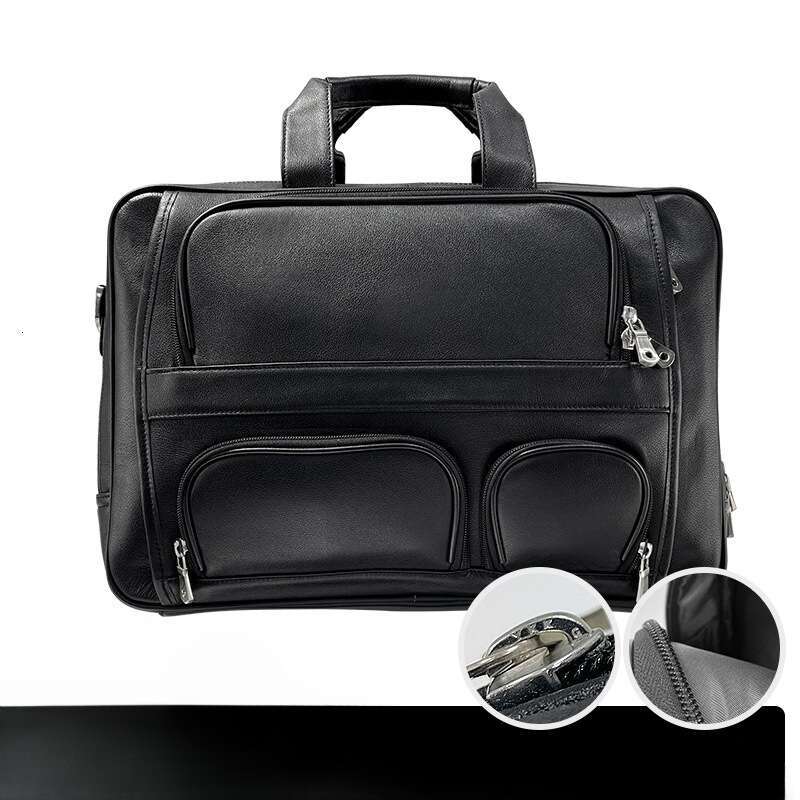 Men's Genuine Leather Briefcase Business Crossbody Top Layer Cowhide Laptop Bag