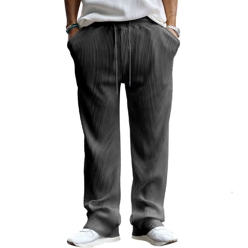 Cross-border Spring and Autumn Men's Casual Loose Straight with Draping Effect Striped High Waist Wide Leg Pants