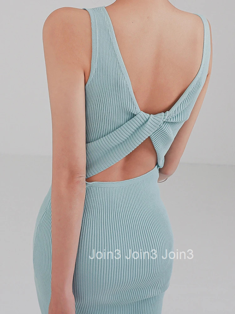 Summer Elegant Women Evening Dress Knitted Chic Sexy Backless Skinny Midi Party Beach Mujer Stretchy Robe Femme Vestidos Fiesta