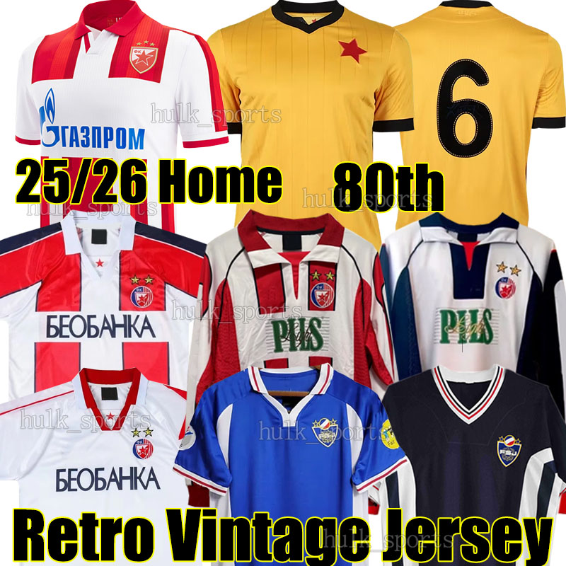 XXXL 1945-2025 Red Star Belgrade retro soccer jerseys 80th Yugoslavia 1990 1992 98 99 2000 Jugoslavija Mijatovic Pancev Mihajlovic Stankovic Jugovic football shirt