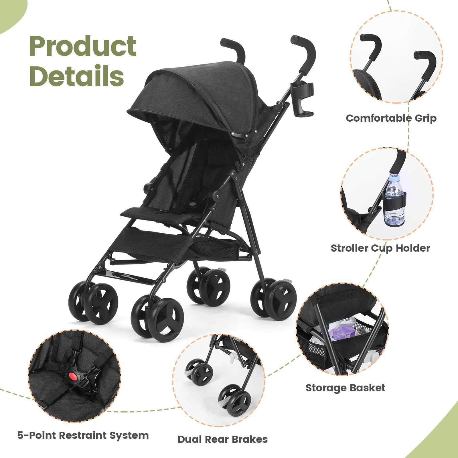 Childrens Stroller Can Sit or Lie Down Lightweight Folding High Landscape Four-wheeled Pocket StrollerXJ250623