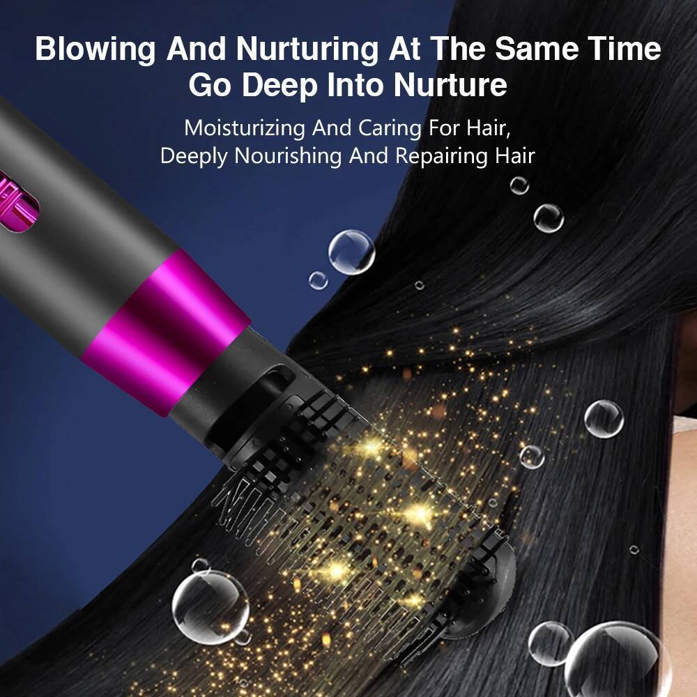 5 in 1 Hot Air Curling Iron Dual Purpose Styling Comb Automatic Suction Super Leafless Hair Dryer Tools