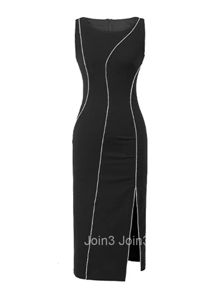 Summer Long Evening Dress For Women Elegant Luxury Black Tank Sleeveless Slim Wrap Hip Midi Party Prom Robe Femme Mujer Vestidos