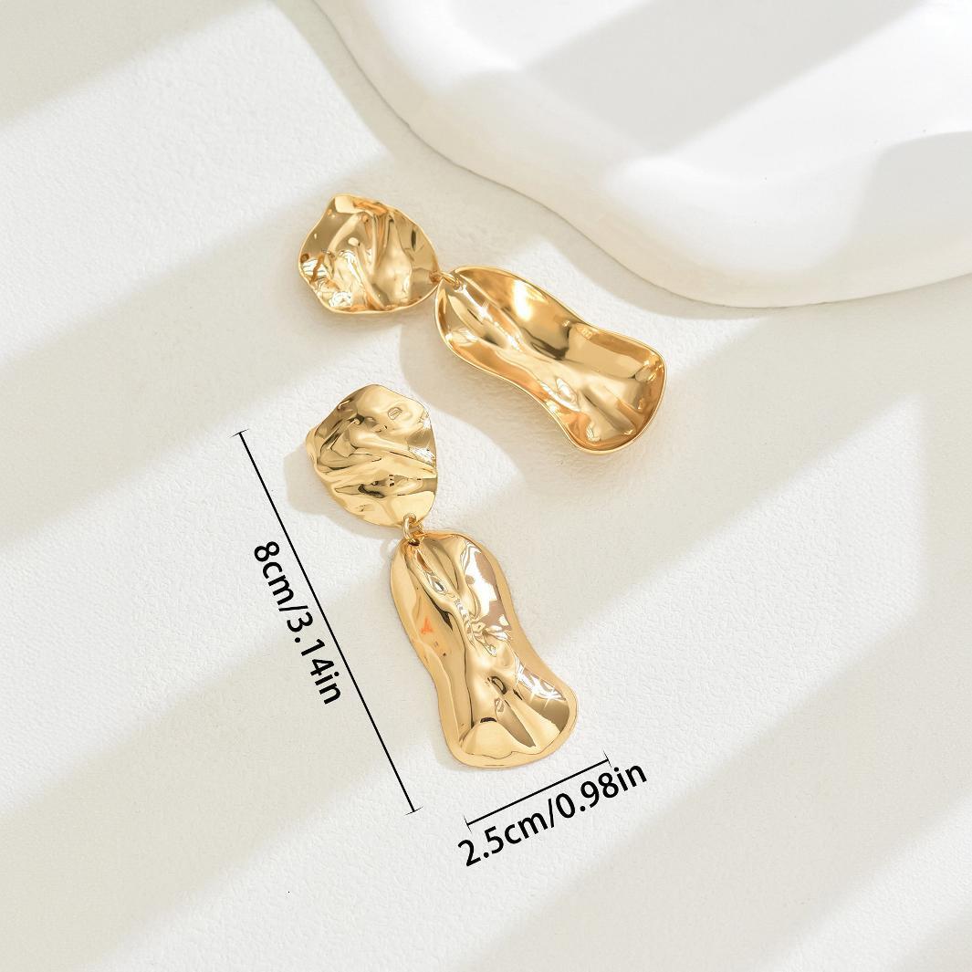 New Fashion Pleated Women's Irregular Metal Design Sense Earrings Jewelry