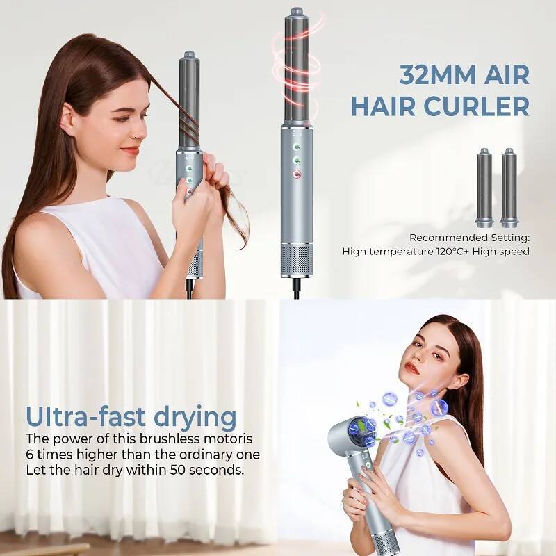 Hot Air Brush Set 5in1 Rotating Electric Straightener Curler Comb High Speed Hair Dryer Women Multifunctional Styling Tools