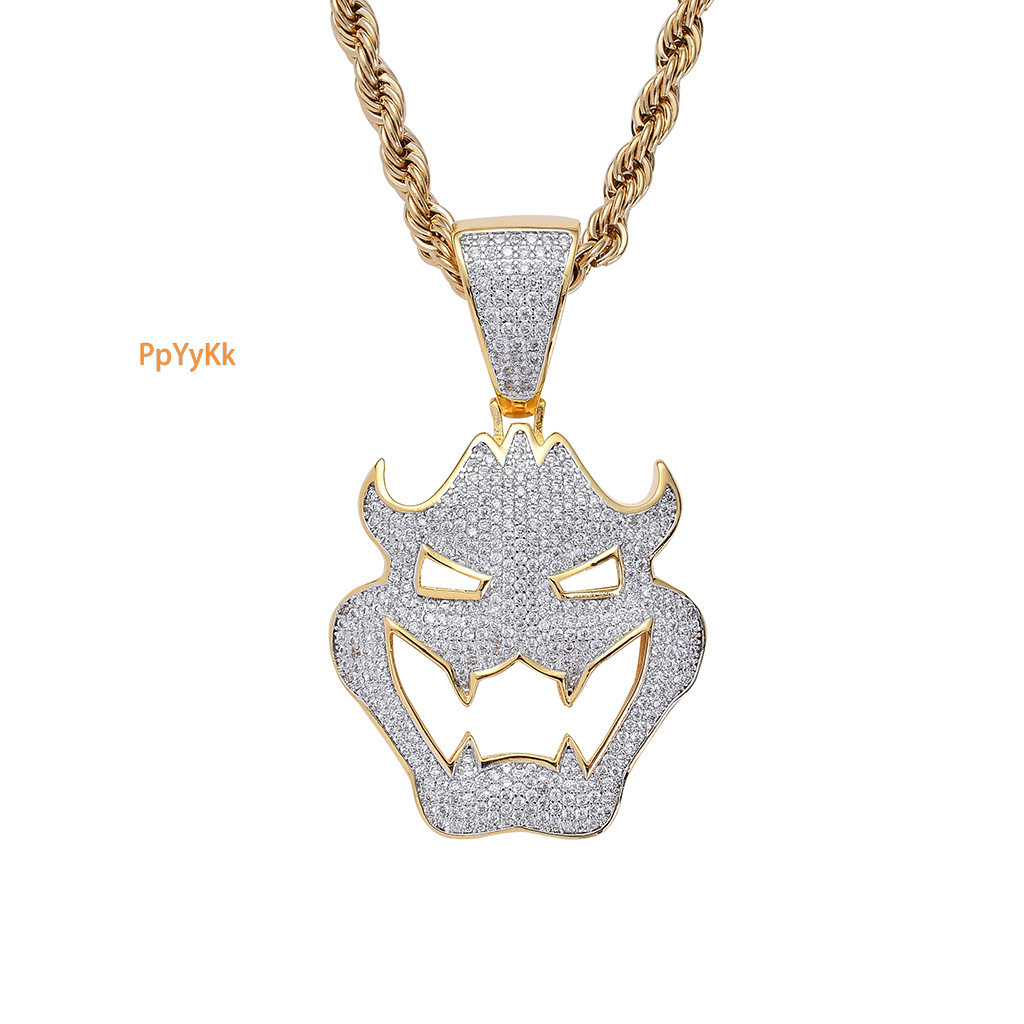 Luxury Men Hip Hop Iced Out Pendant Halloween Costume Mask Vampire Monster Pendant Moissanite Necklace Pass the diamond tester