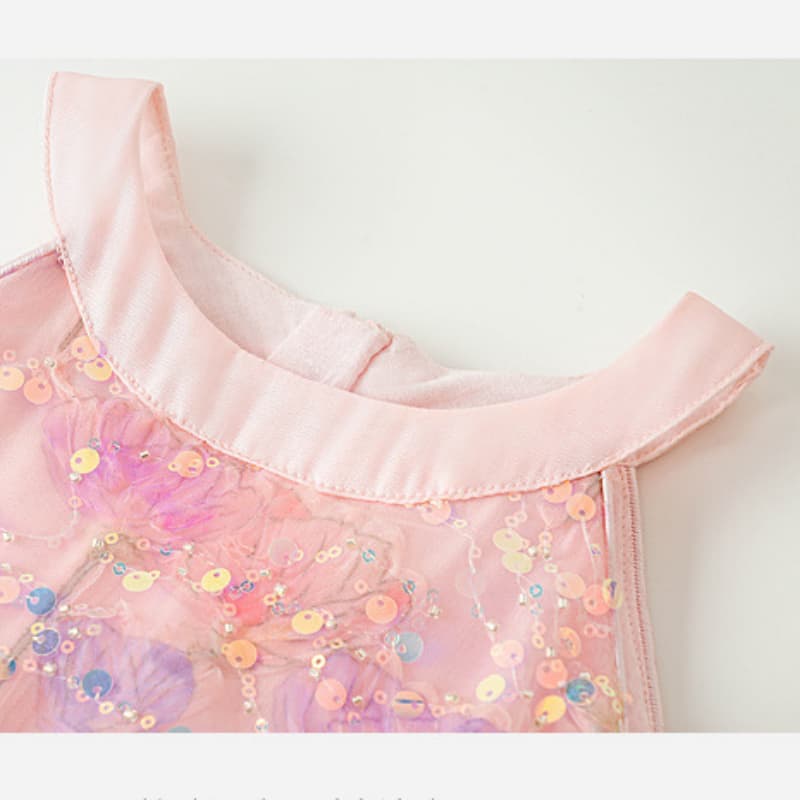 Girl's neck hanging dress casual dress fluffy dress rainbow gradient dress formal dress birthday party dress