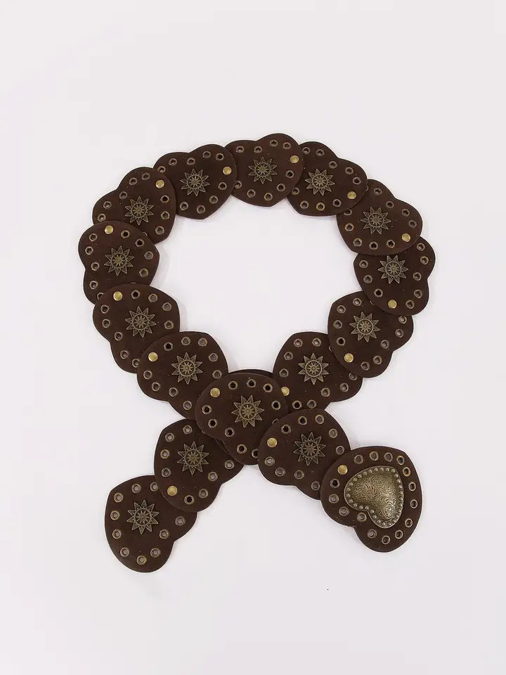 1Pcs Ladies suede material decoration Heart shaped accessory splicing belt Bronze colored heart-shaped buckle Dress accessories 250617