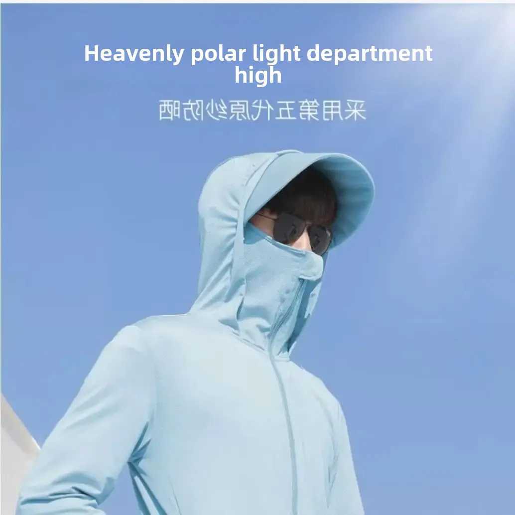 Mens Summer Hooded Ice Silk Sun Protection Jacket Blazer Outdoor Fishing Breathable Vest Style Sunglasses Coat Thin Layer W250623