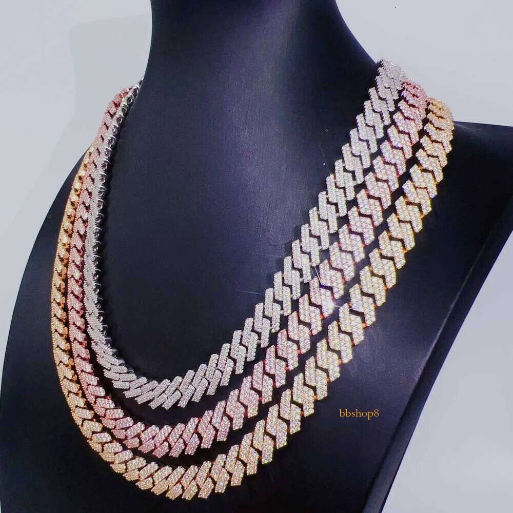 Hip Hop Fine Jewelry Sterling Sier Rose Gold Necklace 10mm Cuban Link Chain