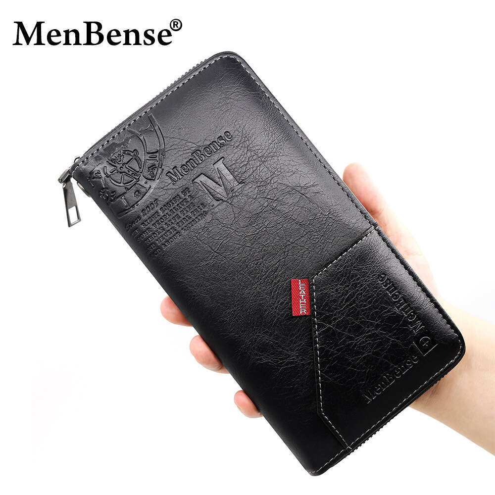 PU Leather Long Men's Style Zipper Clutch Multi-Card Slot Large Capacity Phone Bag Wallet