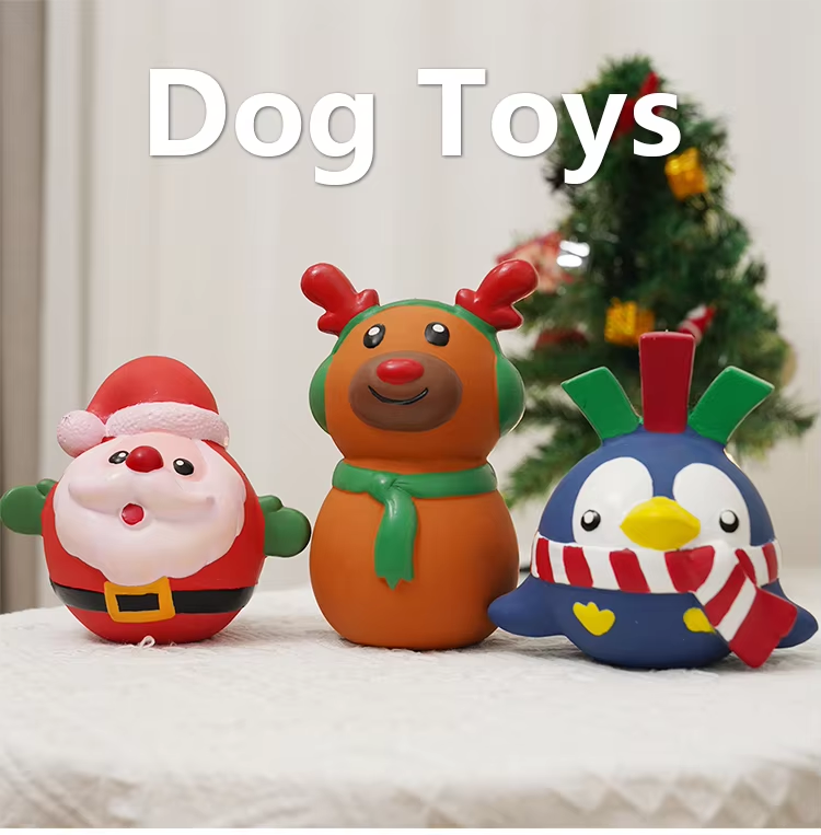 Christmas Squeaky Dog Chew Toys Interactive Latex Soft Dog Toy Manufacturer Wholesale 2pcs/Pack
